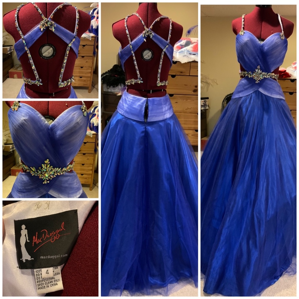 Mac Duggal Blue Ball Gown Pageant Dress Prom 4